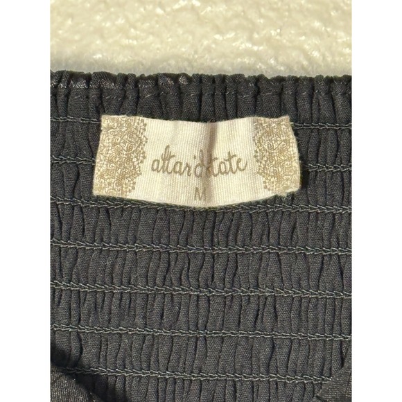 Altar'd State Jocelyn Floral Daisy Puff Sleeve Satin Mini Dress Black Sz M - Picture 3 of 8